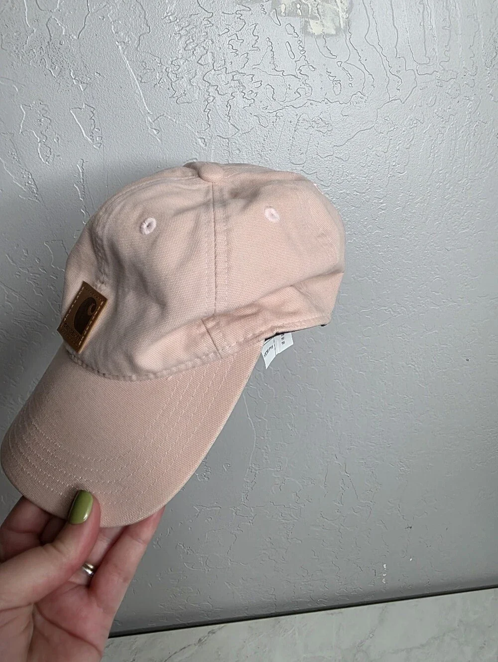 Carhartt Light Pink Canvas‎ Strapback Hat with Leather Patch